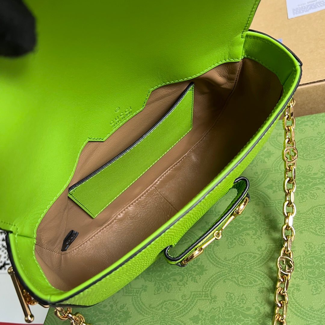 Gucci 675801 Horsebit 1955 lizard mini bag light green leather