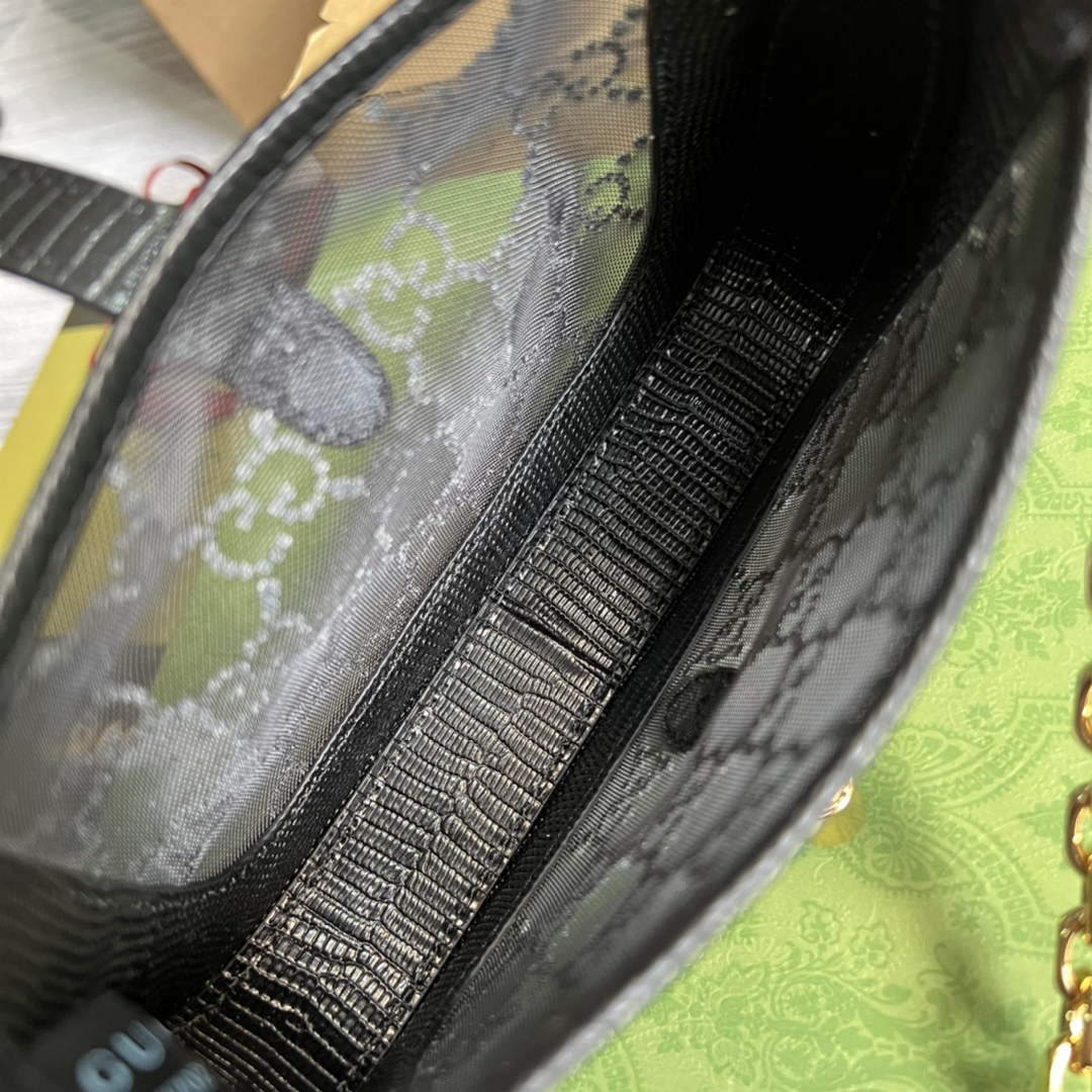 Gucci ‎677027 Jackie 1961 mini crystal GG lizard bag Black