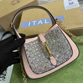 Gucci ‎677027 Jackie 1961 mini crystal GG lizard bag Pink
