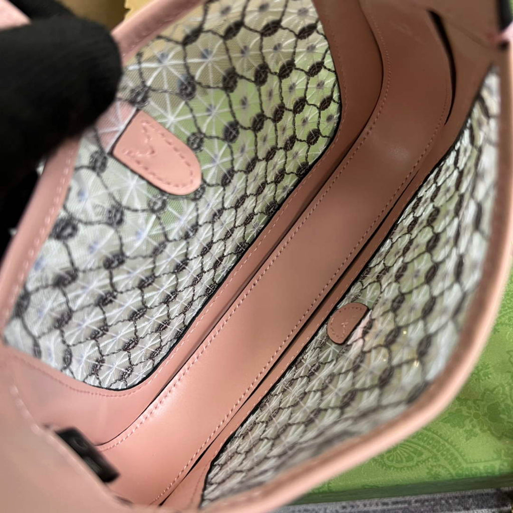 Gucci ‎677027 Jackie 1961 mini crystal GG lizard bag Pink