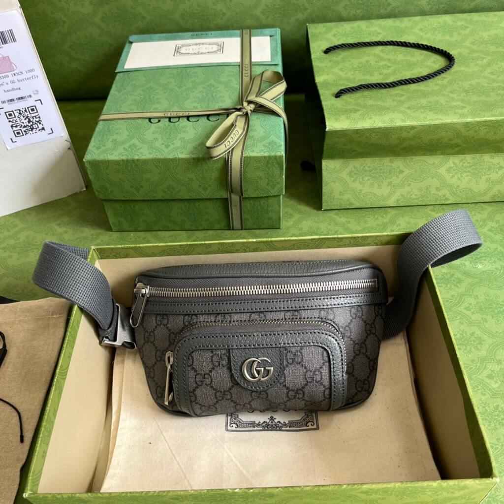 Gucci ‎682933 Belt bag with Interlocking G Gray and ebony GG Supreme