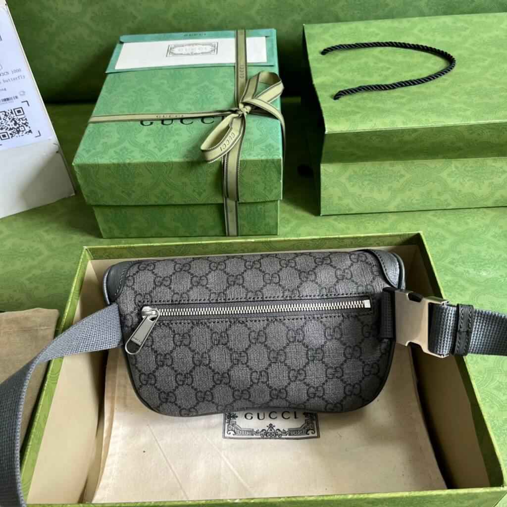 Gucci ‎682933 Belt bag with Interlocking G Gray and ebony GG Supreme