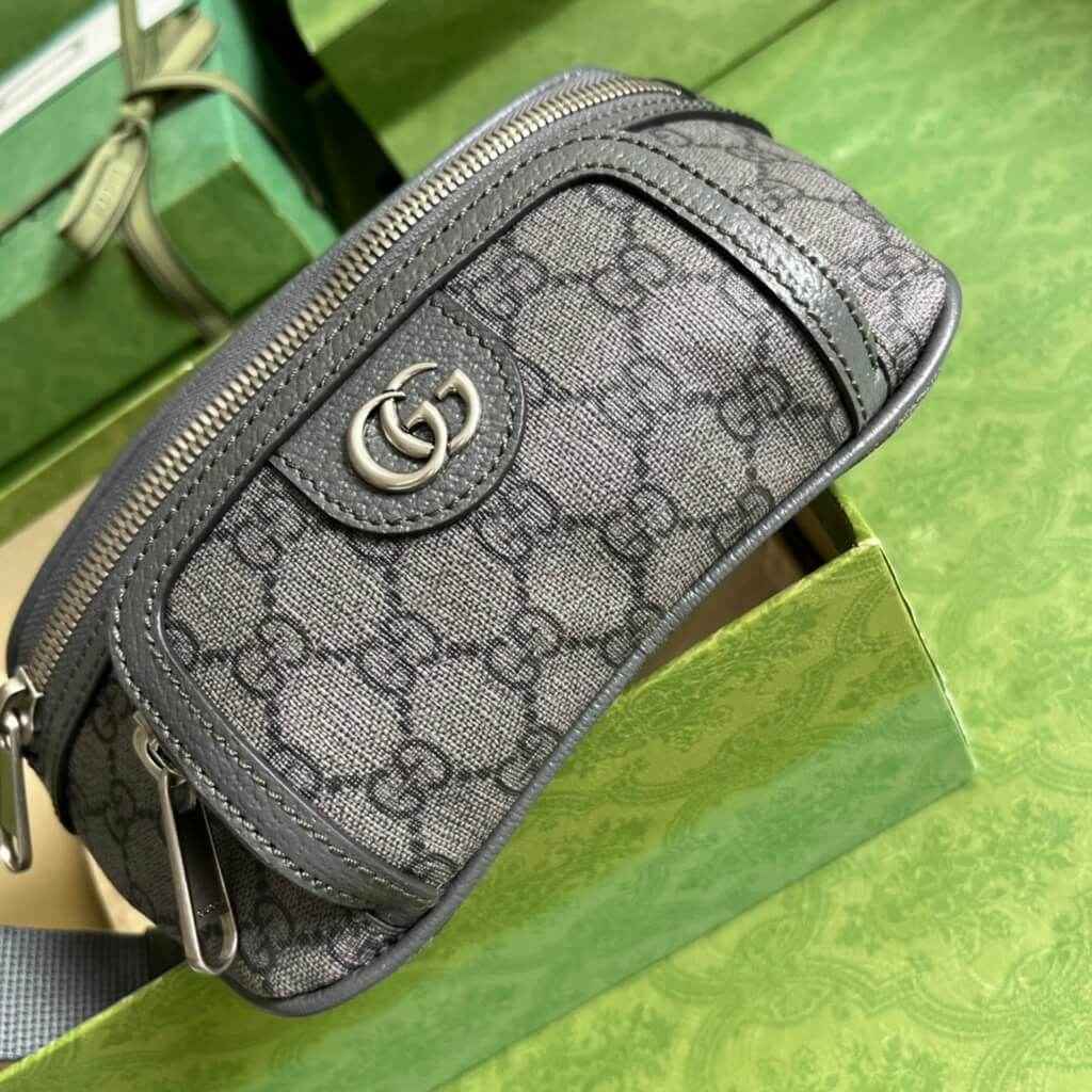 Gucci ‎682933 Belt bag with Interlocking G Gray and ebony GG Supreme