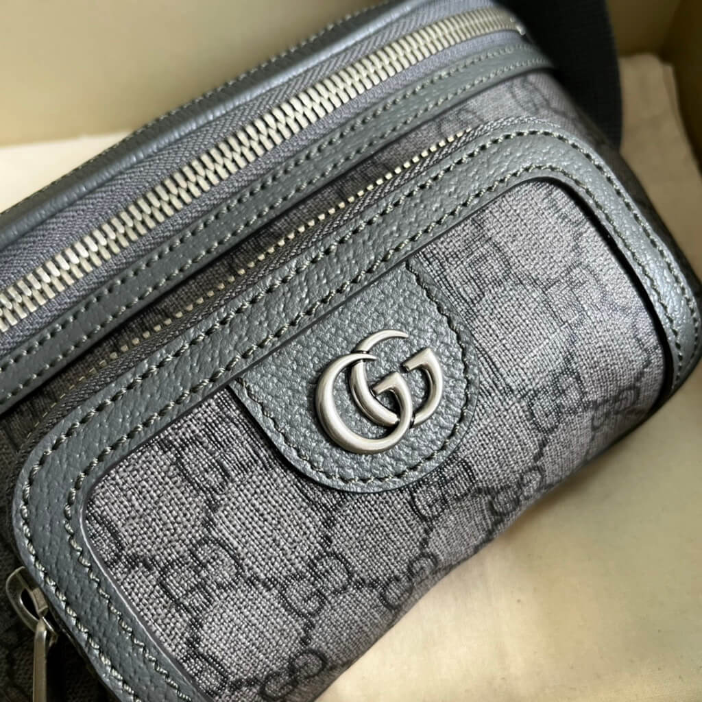 Gucci ‎682933 Belt bag with Interlocking G Gray and ebony GG Supreme