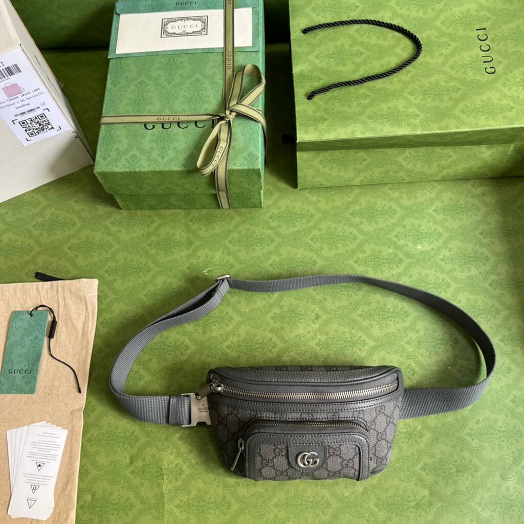 Gucci ‎682933 Belt bag with Interlocking G Gray and ebony GG Supreme