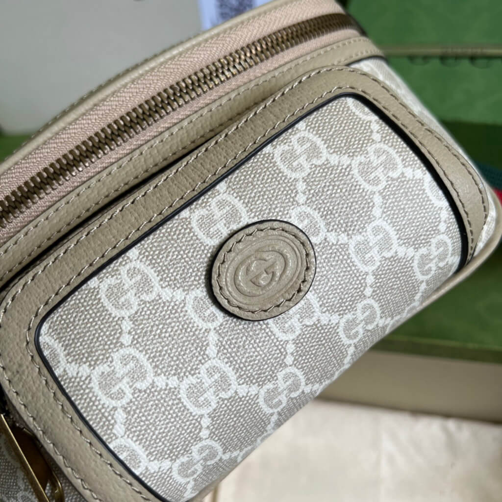 Gucci ‎682933 Belt bag with Interlocking G Beige and white GG Sumpreme
