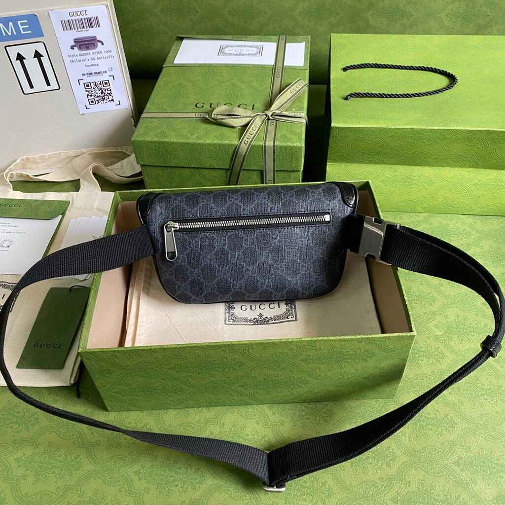 Gucci ‎682933 Belt bag with Interlocking G Black GG Supreme canvas