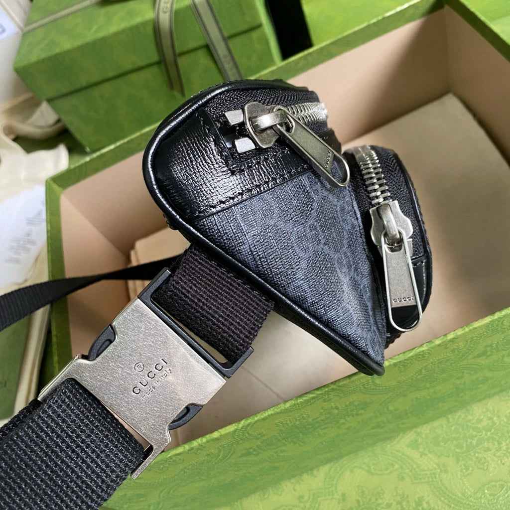 Gucci ‎682933 Belt bag with Interlocking G Black GG Supreme canvas