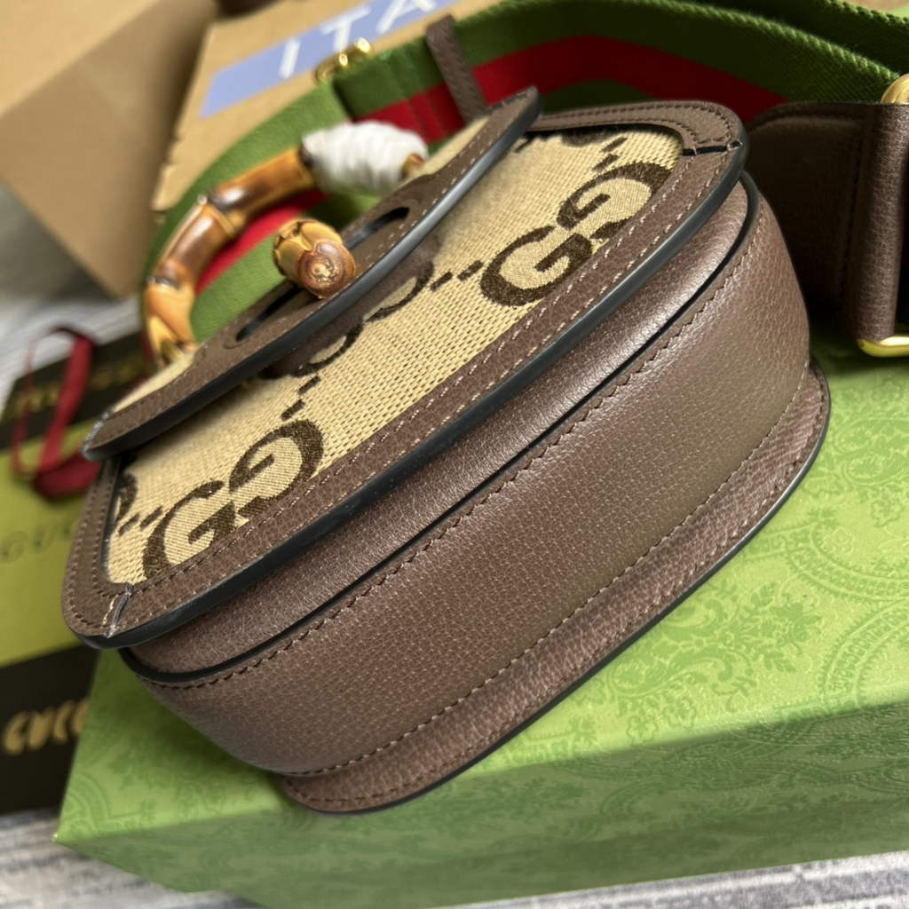 Gucci 686864 Bamboo 1947 jumbo GG mini bag Brown Leather
