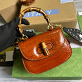 Gucci 686864 Bamboo 1947 mini top handle bag brown crocodile leather