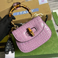 Gucci 686864 Bamboo 1947 mini top handle bag Purple crocodile leather
