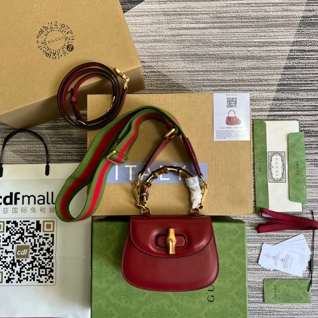 Gucci 686864 Bamboo 1947 mini top handle bag Red