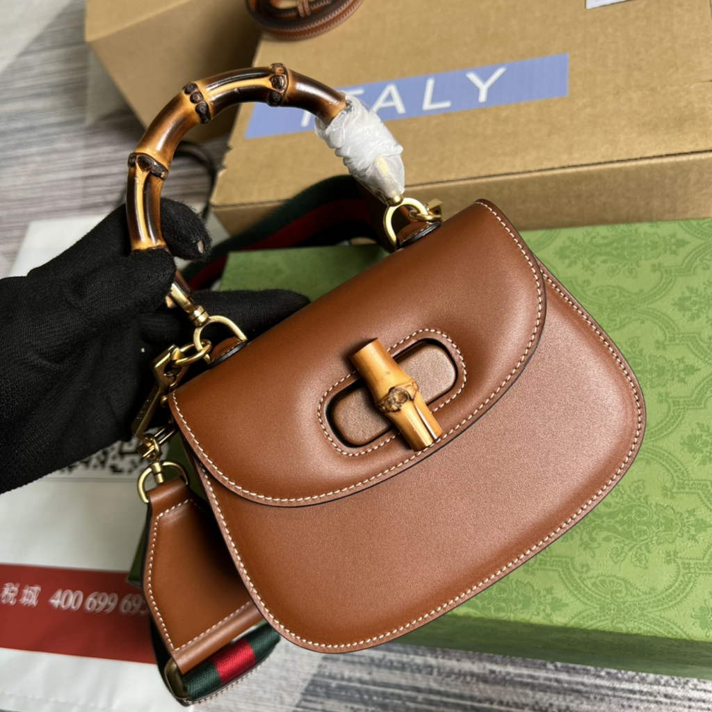 Gucci 686864 Bamboo 1947 mini top handle bag Brown Leather