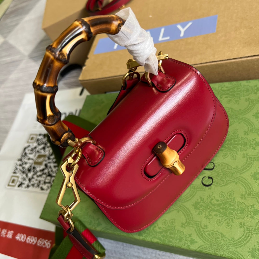 Gucci 686864 Bamboo 1947 mini top handle bag Red
