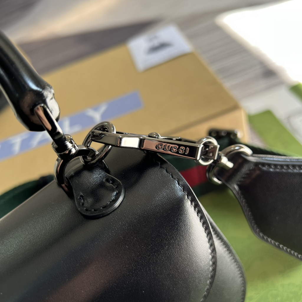 Gucci 686864 Bamboo 1947 mini top handle bag Black Leather