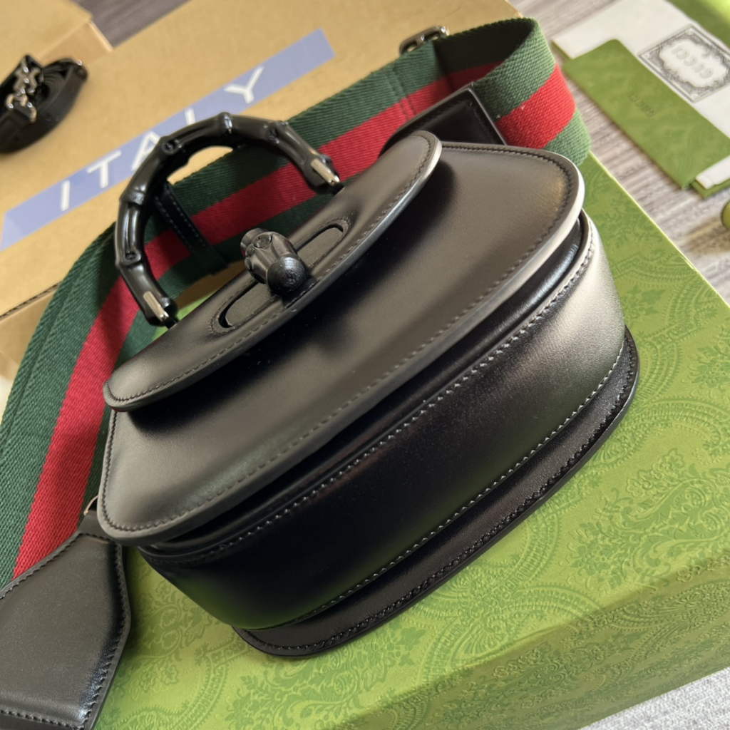 Gucci 686864 Bamboo 1947 mini top handle bag Black Leather