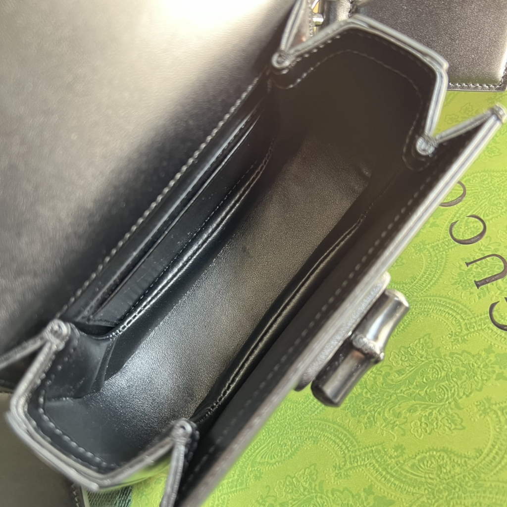 Gucci 686864 Bamboo 1947 mini top handle bag Black Leather