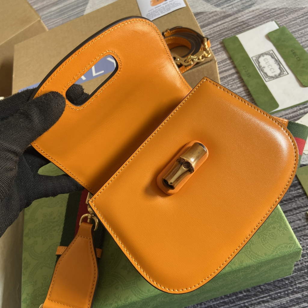 Gucci 686864 Bamboo 1947 mini top handle bag Yellow Leather