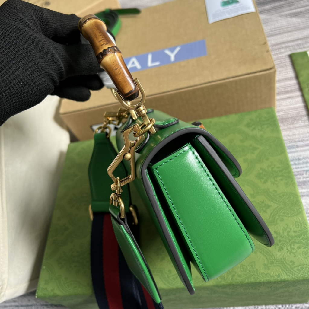 Gucci 686864 Bamboo 1947 mini top handle bag Green Leather