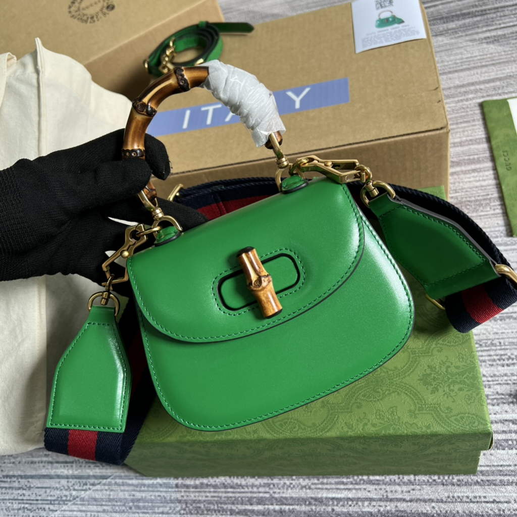 Gucci 686864 Bamboo 1947 mini top handle bag Green Leather