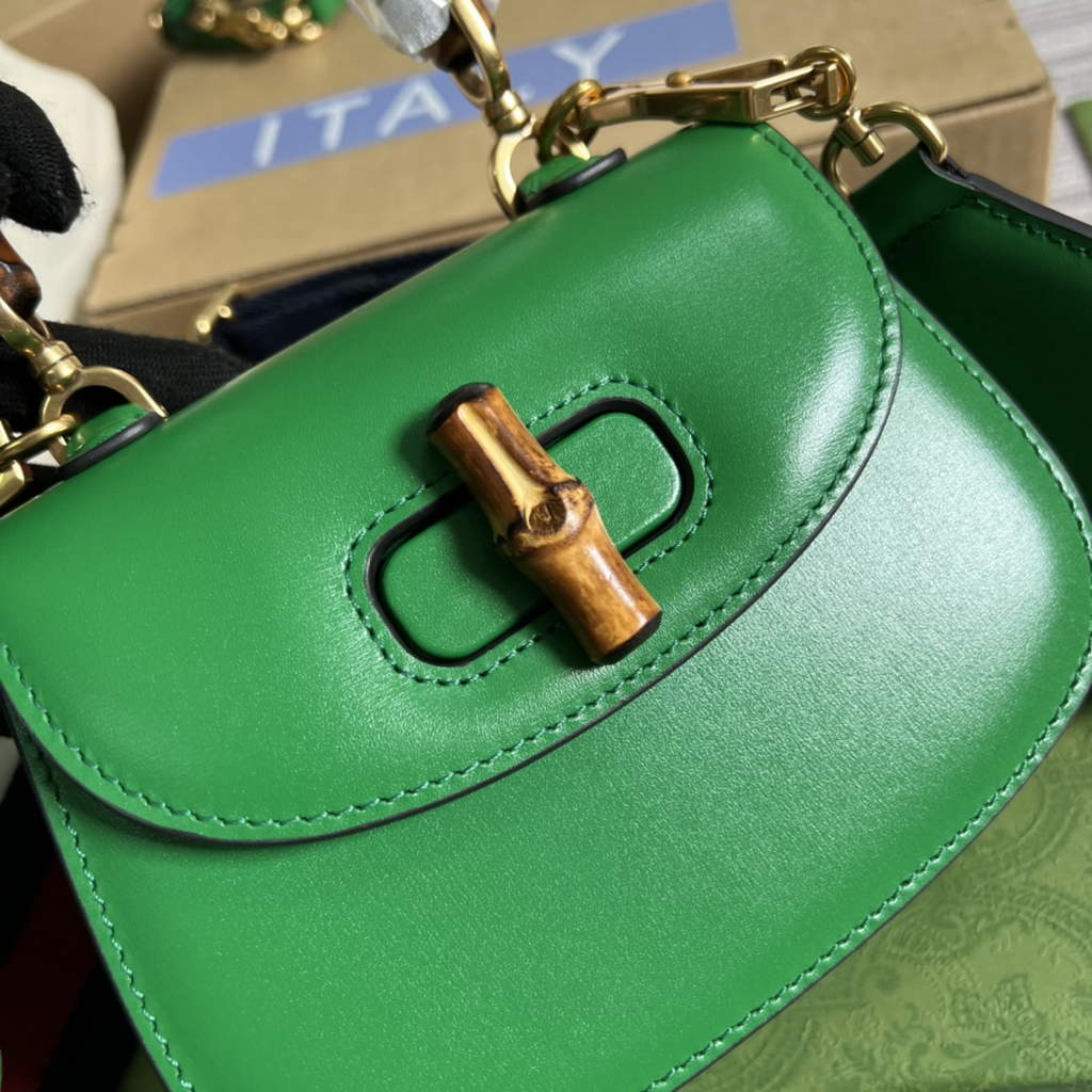 Gucci 686864 Bamboo 1947 mini top handle bag Green Leather