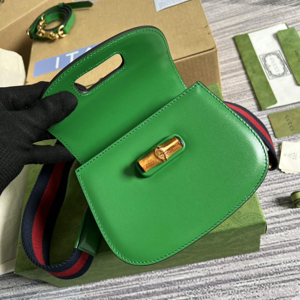 Gucci 686864 Bamboo 1947 mini top handle bag Green Leather