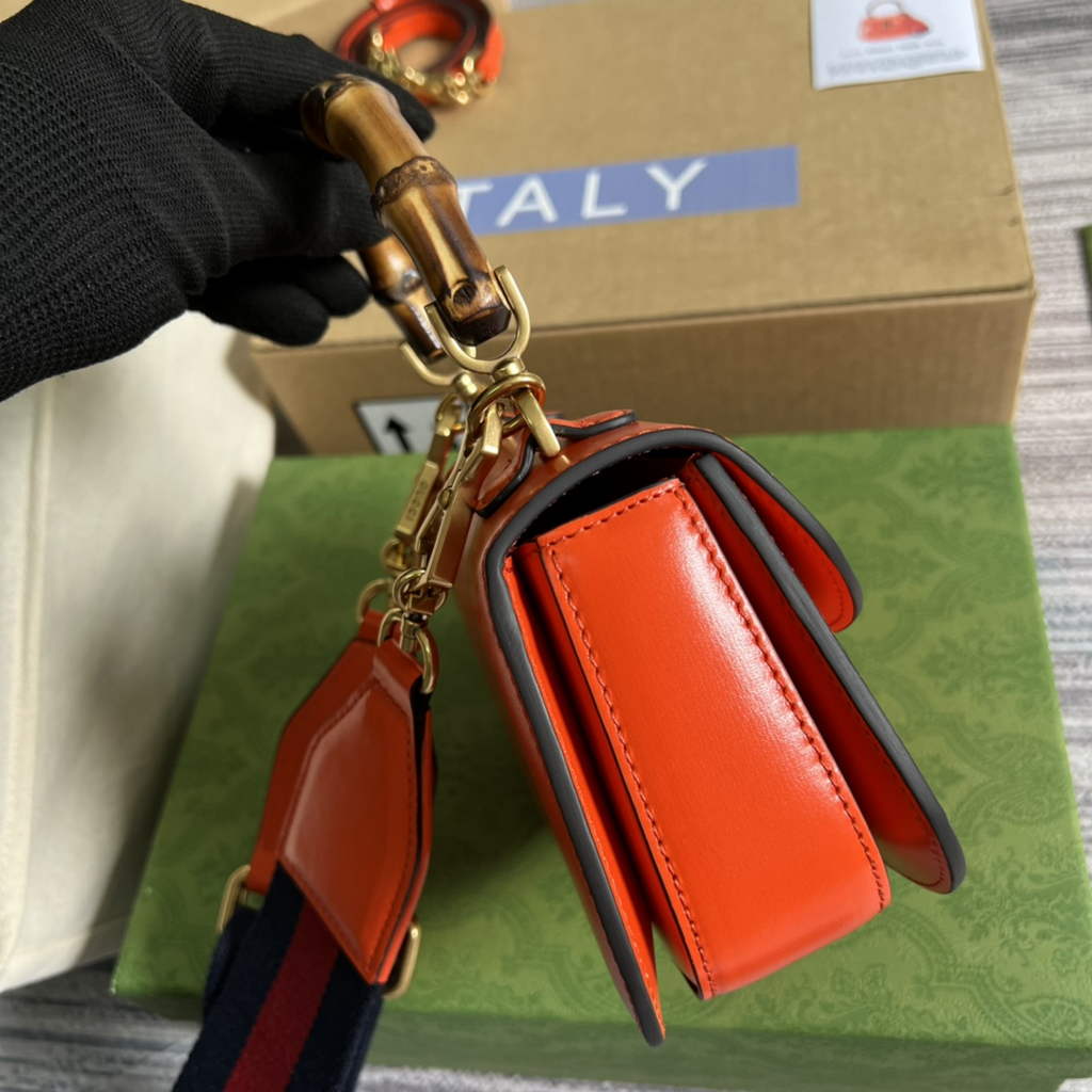 Gucci 686864 Bamboo 1947 mini top handle bag Orange Leather