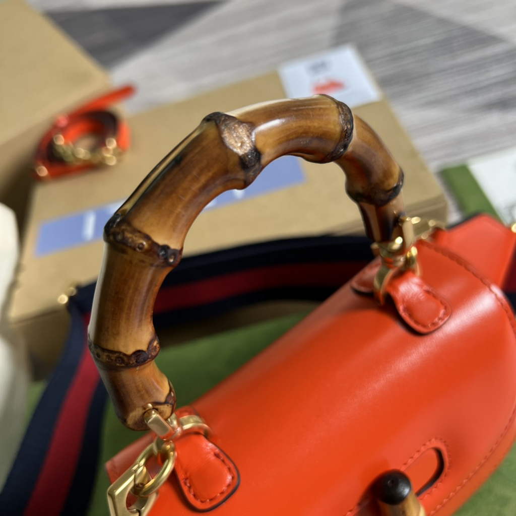 Gucci 686864 Bamboo 1947 mini top handle bag Orange Leather