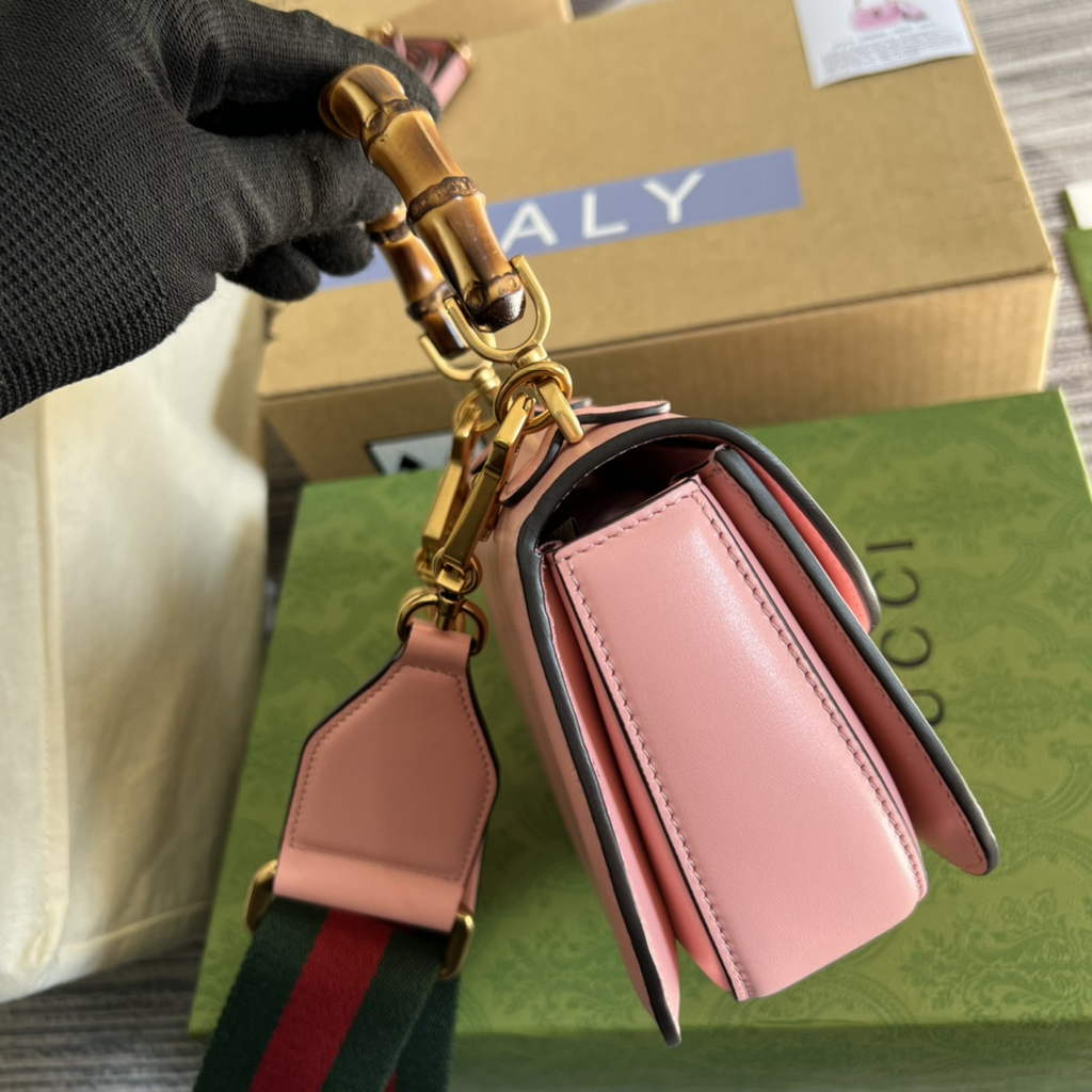 Gucci 686864 Bamboo 1947 mini top handle bag Pink Leather