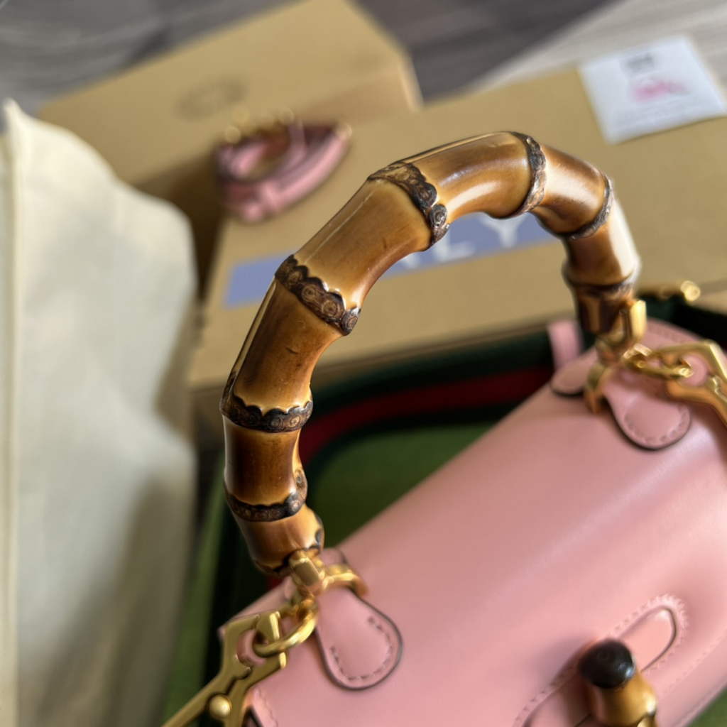 Gucci 686864 Bamboo 1947 mini top handle bag Pink Leather
