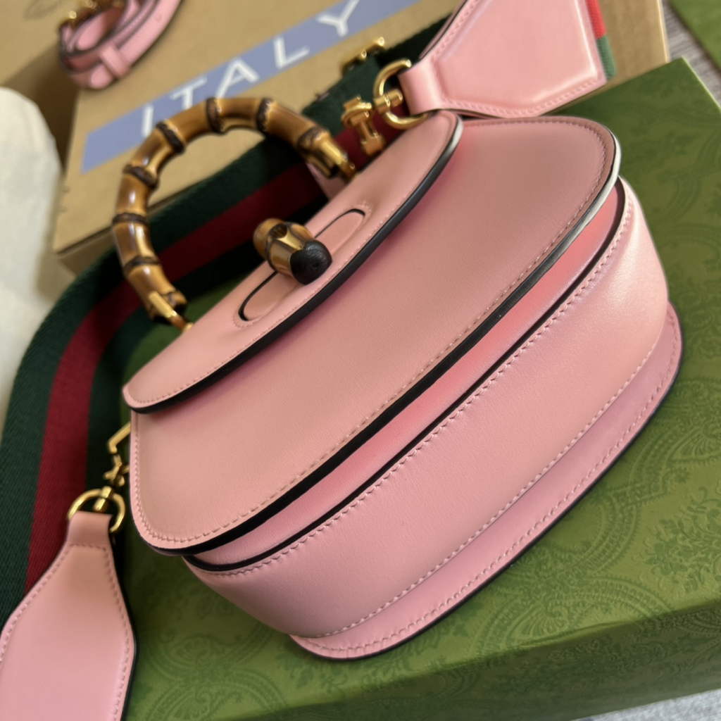 Gucci 686864 Bamboo 1947 mini top handle bag Pink Leather
