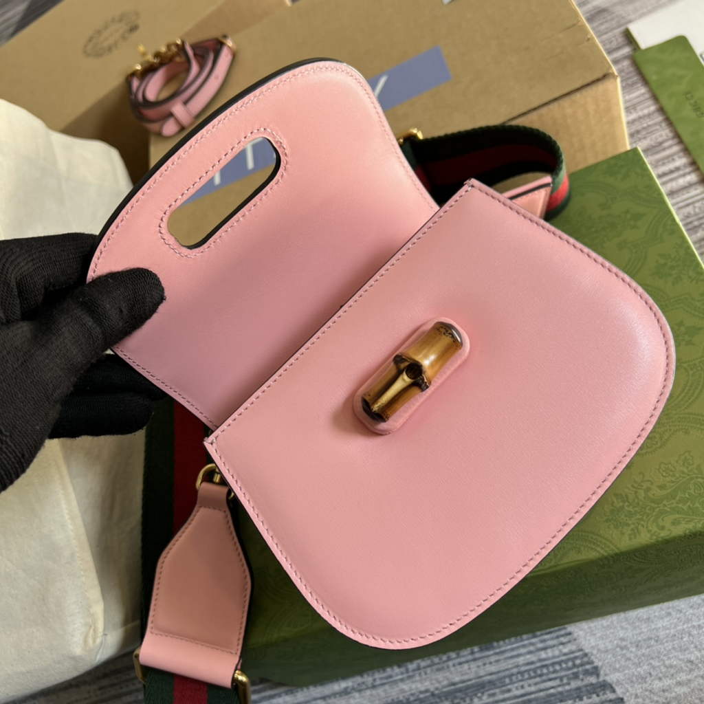 Gucci 686864 Bamboo 1947 mini top handle bag Pink Leather