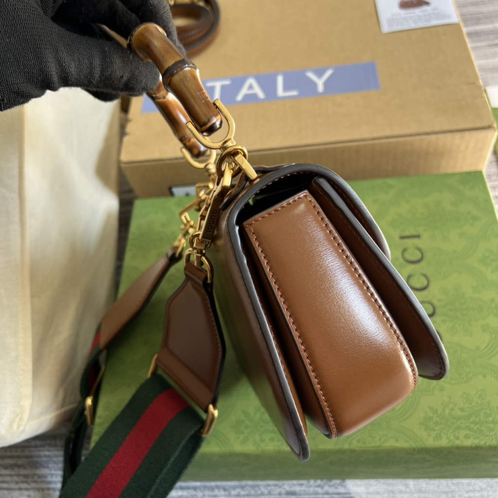 Gucci 686864 Bamboo 1947 mini top handle bag Brown Leather