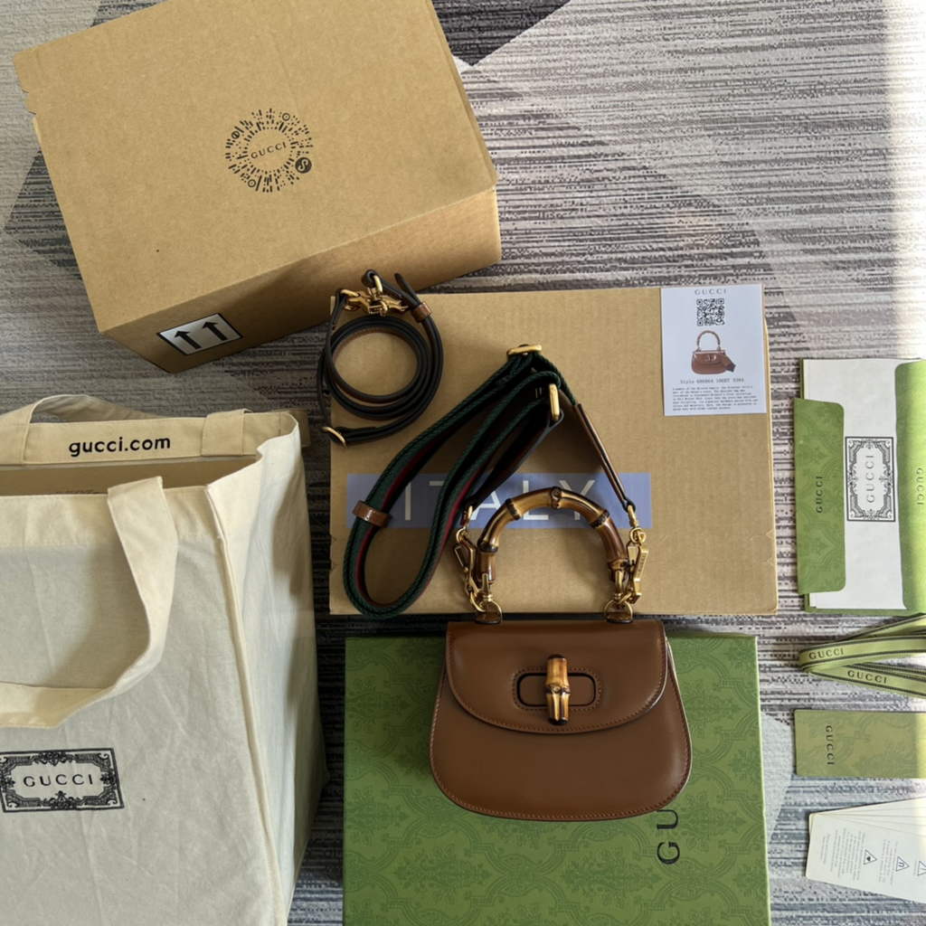 Gucci 686864 Bamboo 1947 mini top handle bag Brown Leather