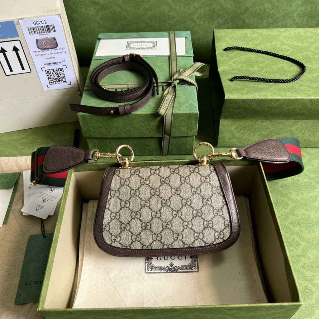Gucci ‎698643 Blondie mini bag in GG Supreme brown leather