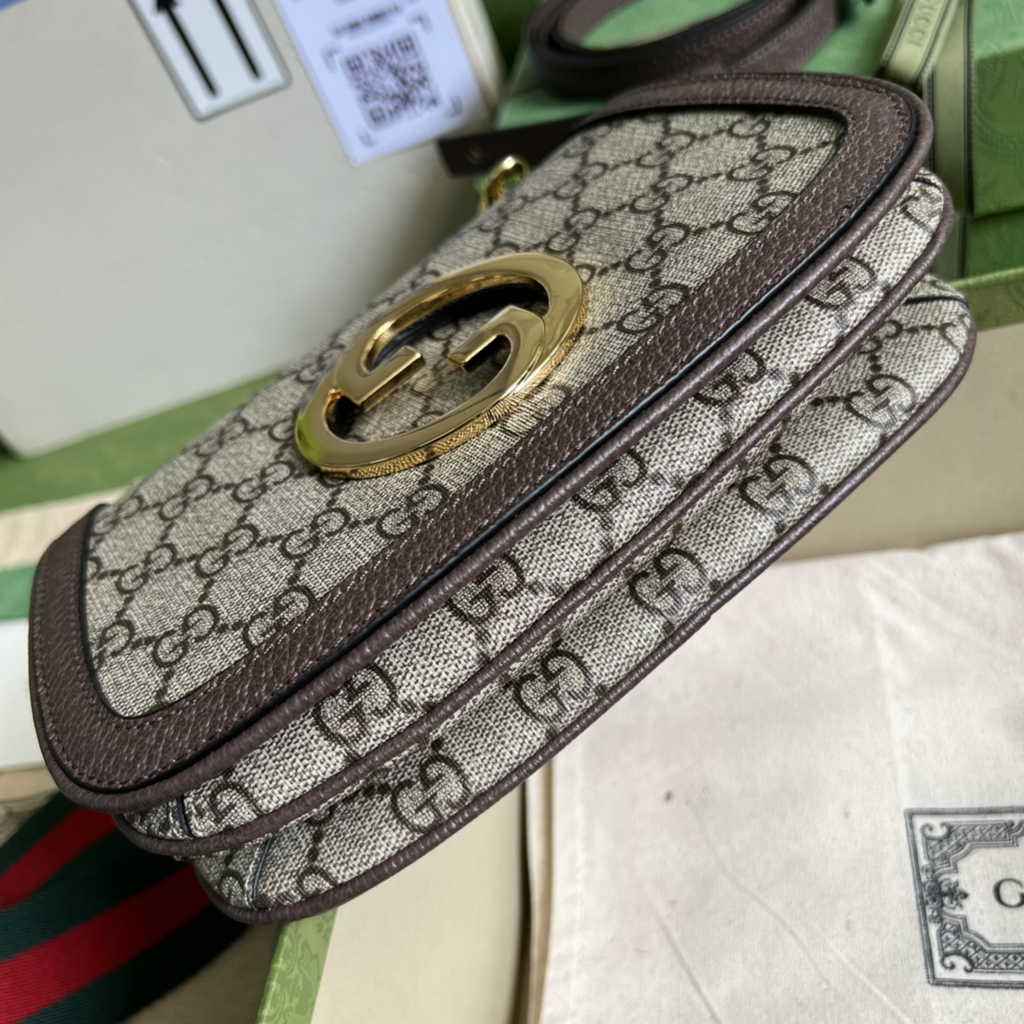 Gucci ‎698643 Blondie mini bag in GG Supreme brown leather