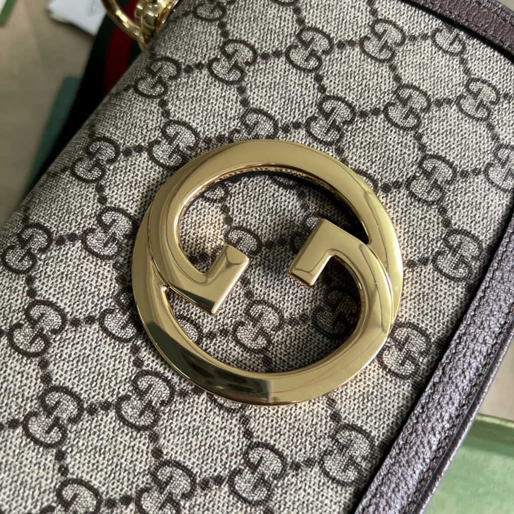 Gucci ‎698643 Blondie mini bag in GG Supreme brown leather