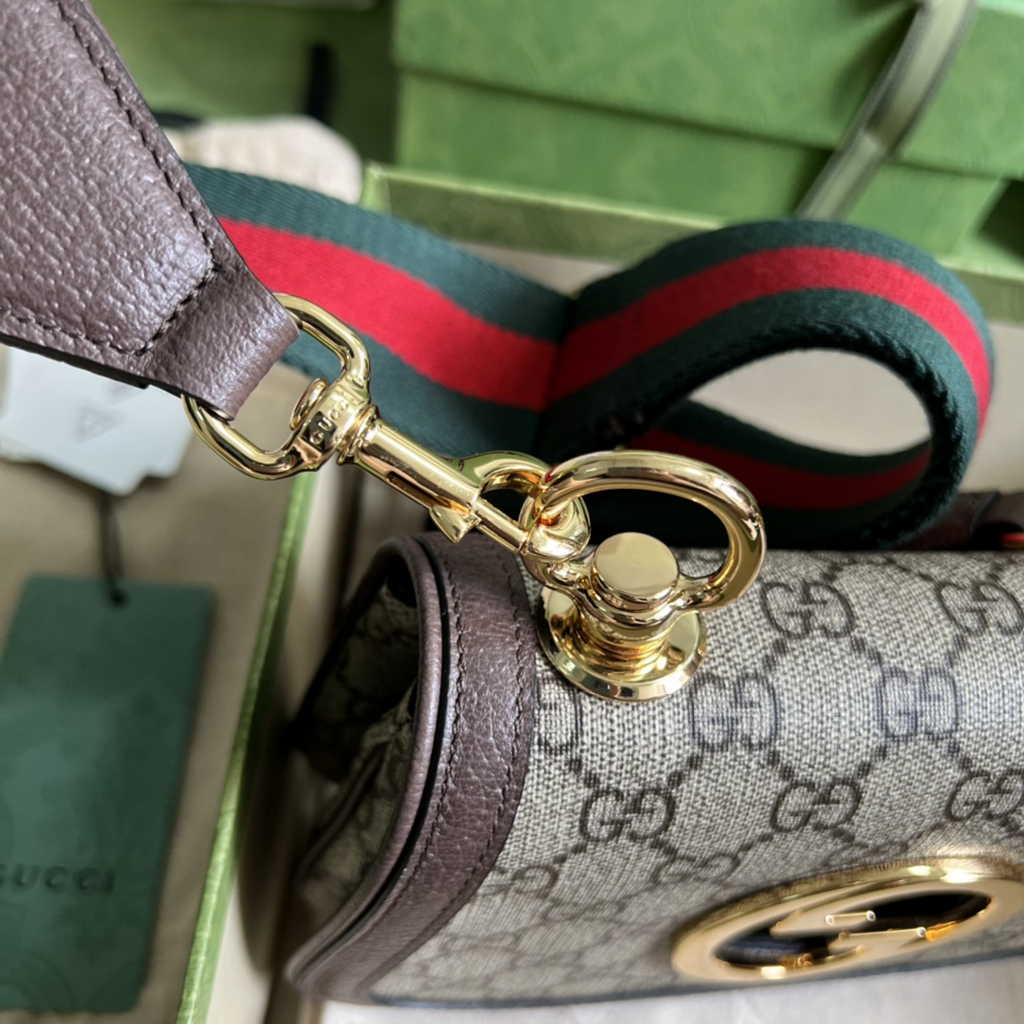 Gucci ‎698643 Blondie mini bag in GG Supreme brown leather