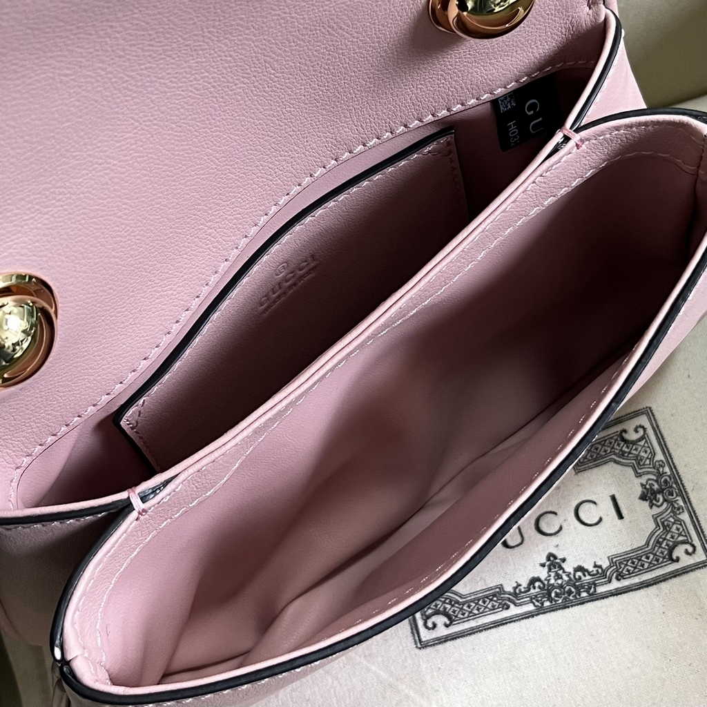 Gucci ‎698643 Blondie mini bag in cuir leather pink