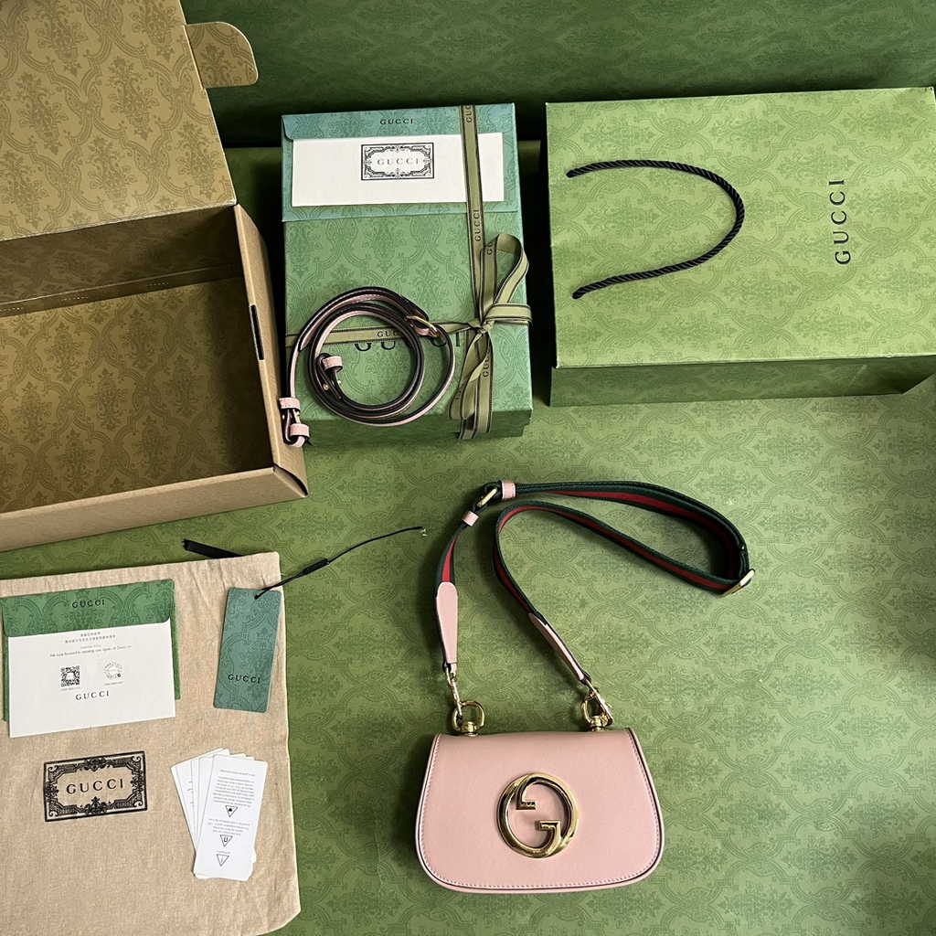 Gucci ‎698643 Blondie mini bag in cuir leather pink