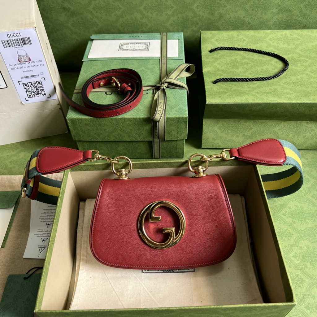 Gucci ‎698643 Blondie mini bag in cuir leather red