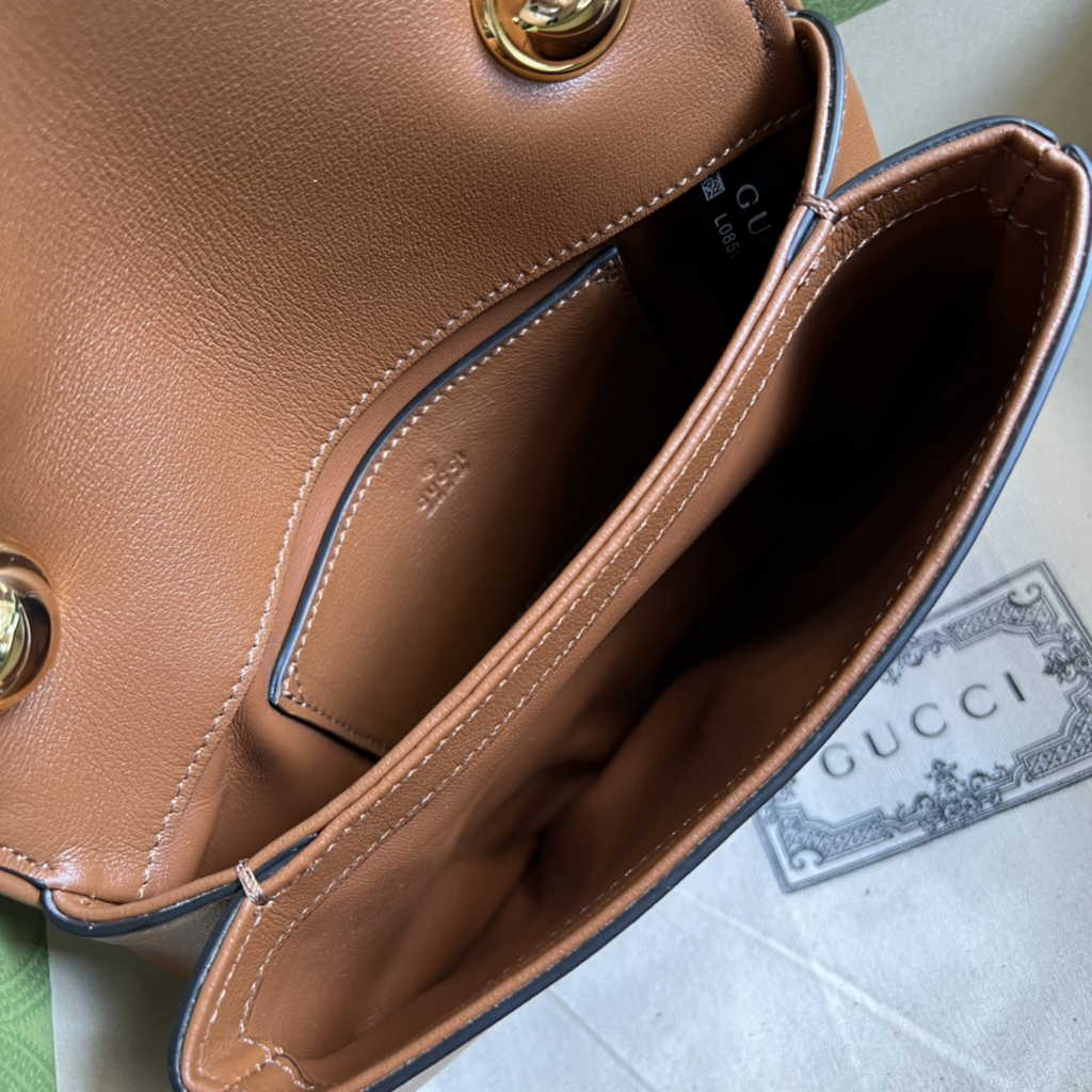 Gucci ‎698643 Blondie mini bag in cuir leather brown