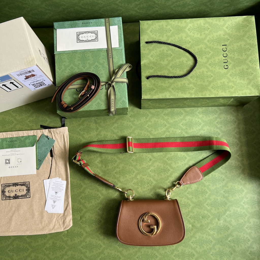 Gucci ‎698643 Blondie mini bag in cuir leather brown
