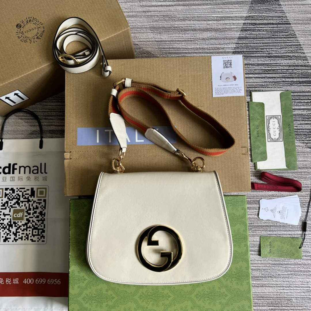 Gucci 699210 Blondie medium bag white leather