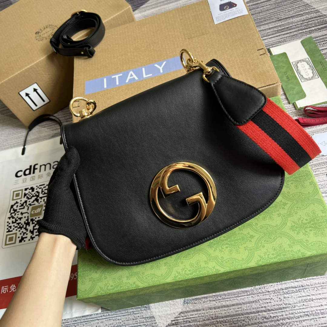 Gucci 699210 Blondie medium bag black leather