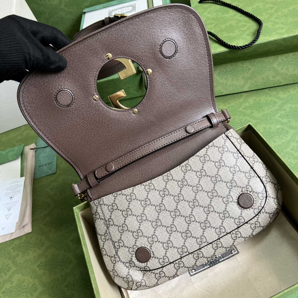 Gucci 699268 Blondie shoulder bag Brown GG Supreme canvas