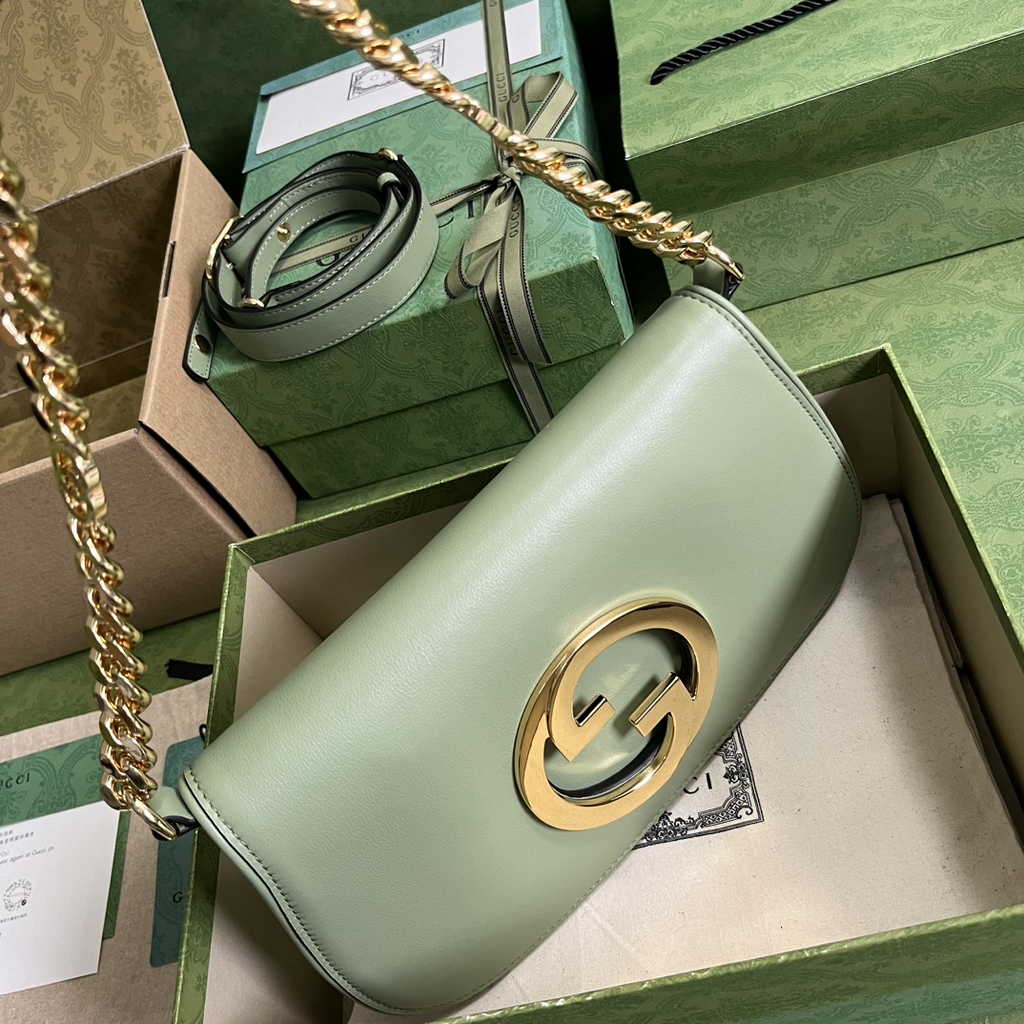 Gucci 699268 Blondie shoulder bag light green leather