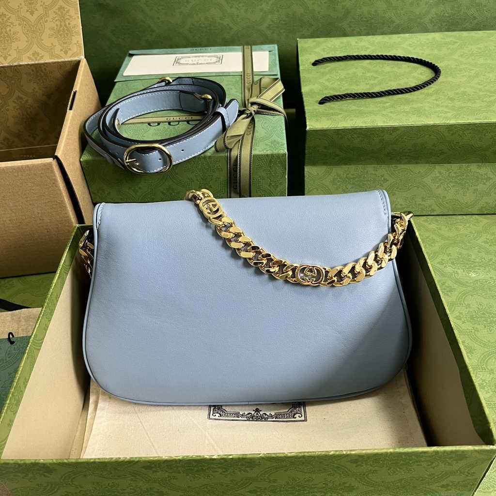 Gucci 699268 Blondie shoulder bag light blue leather