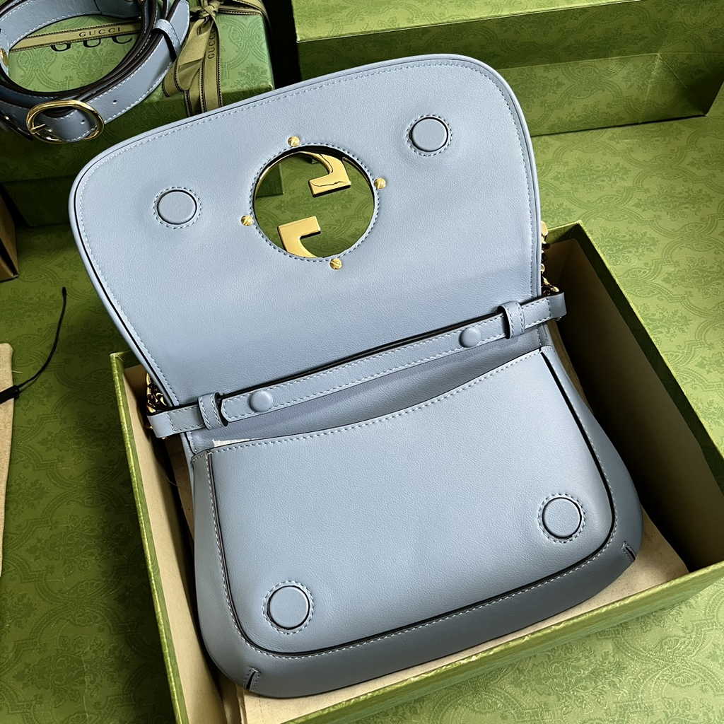 Gucci 699268 Blondie shoulder bag light blue leather
