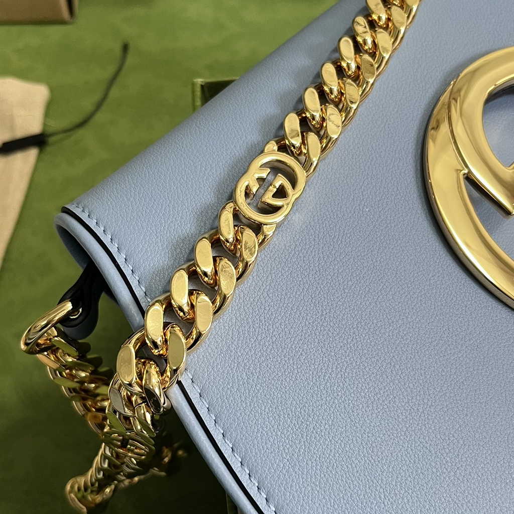 Gucci 699268 Blondie shoulder bag light blue leather